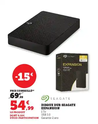 Super U Disque Dur Seagate Expansion offre