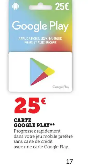 Super U Carte Google Play offre