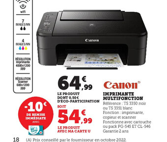 Super U Canon Imprimante Multifonction Canon offre