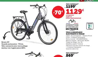 Super U Velo A Assistance Electrique E-Urban offre