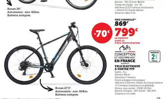 Super U Velo Electrique E-Vortex TVT offre