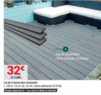 Bricorama Lot de 3 lames bois composite offre