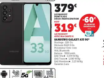 Super U Samsung Galaxy A33 5G offre