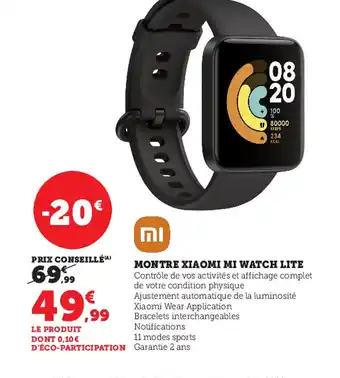 Super U Montre Xiaomi Mi Watch Lite offre