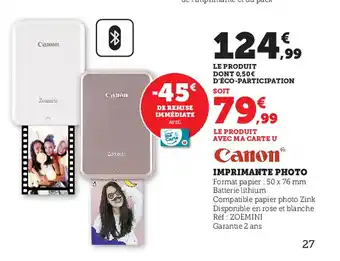Super U Canon Imprimante Photo offre