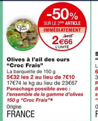 Monoprix Olives a l'Ail des Ours Croc Frais offre