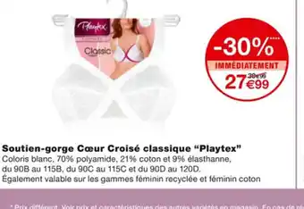 Monoprix Soutien-Gorge Coeur Croise Classique Playtex offre