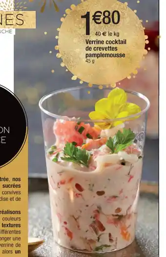 Cora x Carrefour Verrine Cocktail de Crevettes Pamplemousse offre