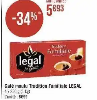 Géant Casino Café moulu tradition familiale légal offre