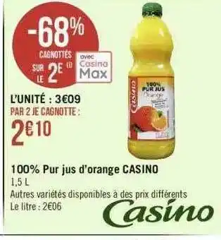 Géant Casino 100% pur jus d'orange casino offre