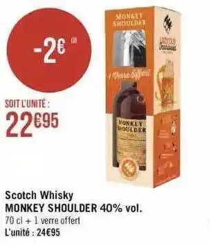 Géant Casino Scotch whisky monkey shoulder 40% vol offre
