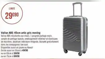 Géant Casino Valise abs 45 cm artic gris moving offre
