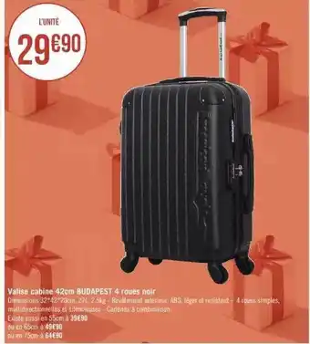 Géant Casino Valise cabine 42 cm budapest 4 roues noir offre