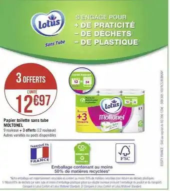 Géant Casino Papier toilette sans tube moltonel offre