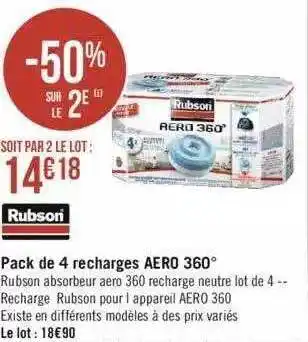 Géant Casino Pack de 4 recharges aero 360° rubson offre