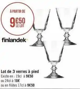Géant Casino Lot de 3 verres à pied finlandek offre