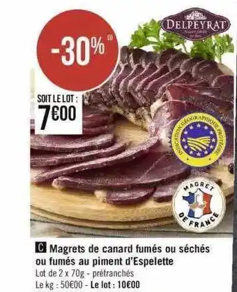 Géant Casino Magrets de canard fumés ou séchés ou fumés au piment d'espelette offre