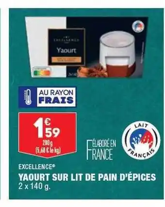 ALDI Yaourt sur lit de pain d'épices excellence offre
