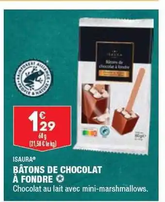 ALDI Bâtons de chocolat à fondre isaura offre