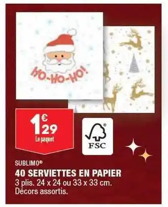ALDI 40 serviettes en papier sublimo offre