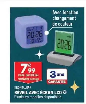 ALDI Réveil avec écran lcd krontaler offre
