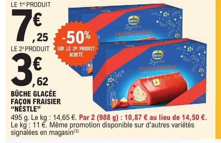 Promo Bûche glacée façon fraisier chez E.Leclerc