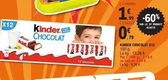 E.Leclerc Kinder chocolat x12 offre