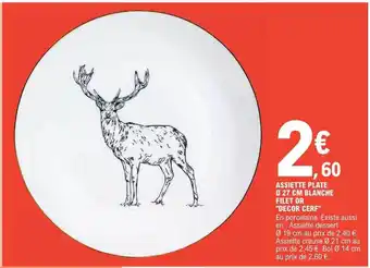 E.Leclerc Assiette plate ø 27 cm blanche filet or offre