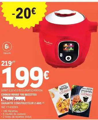 E.Leclerc Cookeo rouge 180 recettes moulinex offre