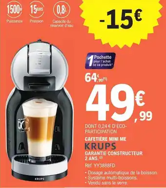 E.Leclerc Cafetière mini me krups offre