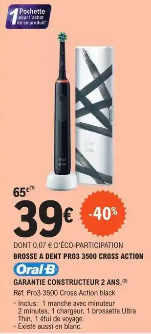 E.Leclerc Brosse à dent pro3 3500 cross action oral-b offre