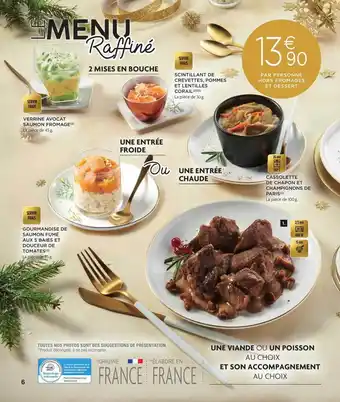 E.Leclerc Verrine avocat saumon fromage, gourmandise de saumon fumé aux 5 baies et douceur de tomates, scintillant de crevettes, pommes offre