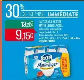 Match Lait sans lactose matin leger lactel offre