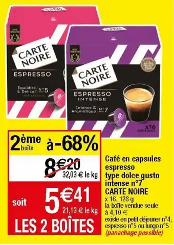 Migros Capsules de café carte noire offre