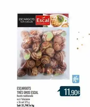 Match Escargots escal offre
