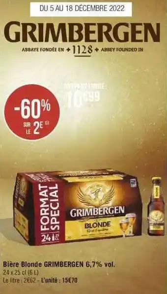 Géant Casino Bière blonde grimbergen 6,7% vol. offre