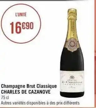 Géant Casino Champagne brut classique charles de cazanove offre