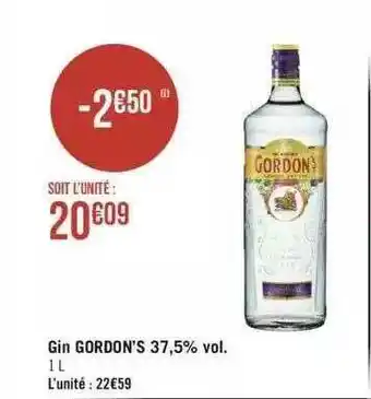 Géant Casino Gin gordon's 37,5% vol. offre
