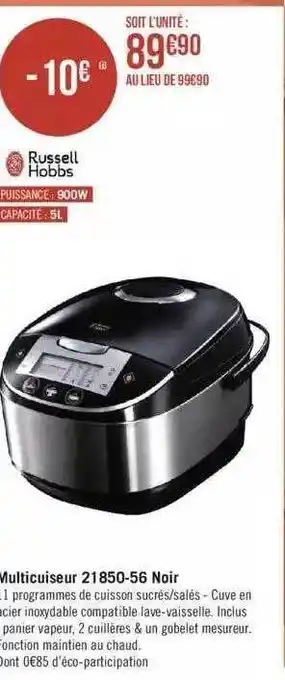 Géant Casino Multi cuiseur 21850-56 noir russelle hobbs offre