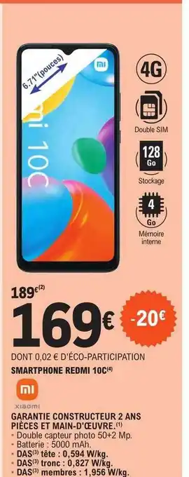 E.Leclerc Smartphone xiaomi redmi 10c offre