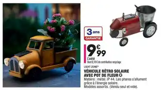 ALDI Véhicule Rétro Solaire Avec Pot De Fleur Light Zone offre