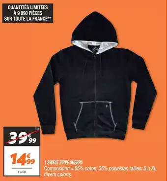 Netto 1 Sweat Zippé Sherpa offre