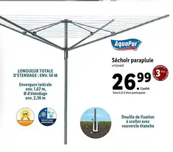 Lidl Séchoir Parapluie Aquapur offre