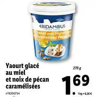 Lidl Yaourt Glacé Au Miel Et Noix De Pécan Caramélisées Eridanous offre