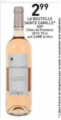Stokomani La Bouteille Sainte Camille Aop Côtes De Provence 2019, 75 Cl offre