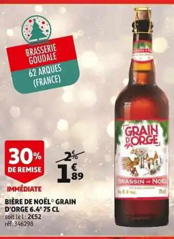 Auchan Bière De Noël Grain D'Orge 6.4° 75 CL offre