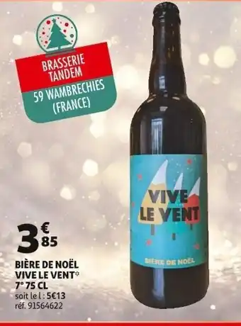 Auchan Bière De Noël Vive Le Vent 7° 75 CL offre