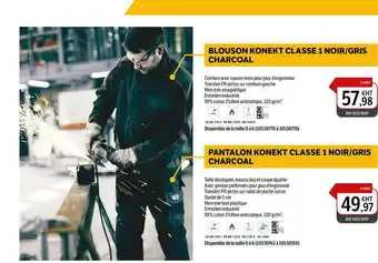 DomPro Blouson Konekt Classe 1 Noir - Gris Charcoal, Pantalon Konekt Classe 1 Noir - Gris Charcoal offre