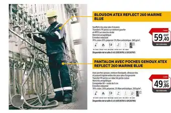 DomPro Blouson Atex Reflect 260 Marine Blue, Pantalon Avec Poches Genoux Atex Reflect 260 Marine Blue offre