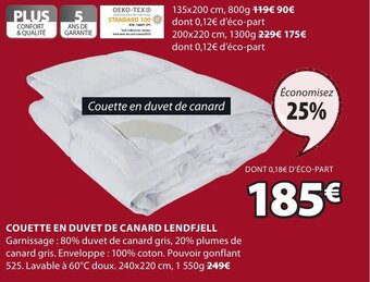JYSK Couette en Duvet de Canard Lendfjell offre